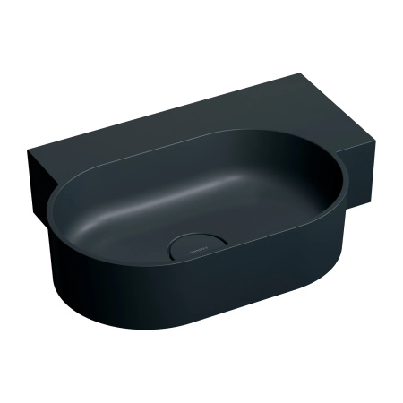 OVO M+ umywalka nablatowa/wisząca - prawa, 55 x 38 cm, black lava mat