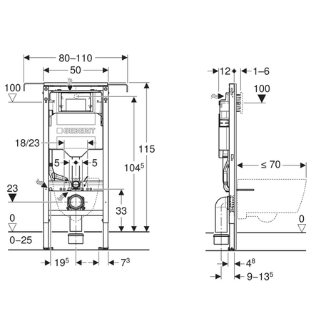 GEBERIT DUOFIX spłuczka podtynkowa Sigma 12cm, do połączenia ze ścianą boczną