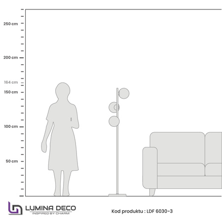 LAMPA STOJĄCA PODŁOGOWA ZŁOTA FREDICA W3