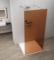 ESCA GOLD MATT jednoczęściowa kabina przysznicowa Walk-In, szkło Marron, 1000 mm