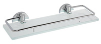 X-ROUND E półka szklana z relingiem 300x130mm, szkło mleczne, chrom