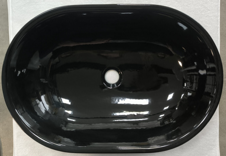 Vitruvit MILD ceramiczna umywalka nablatowa owalna 58 cm czarny połysk (wyprzedaż ekspozycyjna)