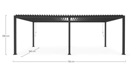 Pergola ogrodowa BIZZOTTO OCEAN 3,6X7,2 – antracytowy