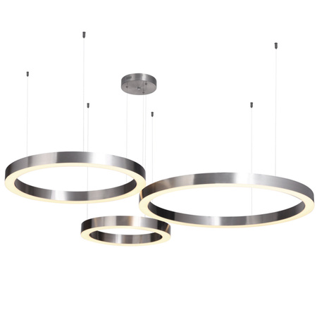 Lampa wisząca CIRCLE 3 40+60+80 cm - LED, rinig nikiel szczotkowany na 1 podsufitce