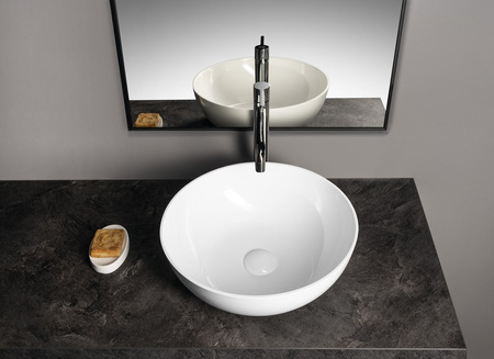 BANERA ROUND umywalka kompozytowa nablatowa, średnica 39cm, biały