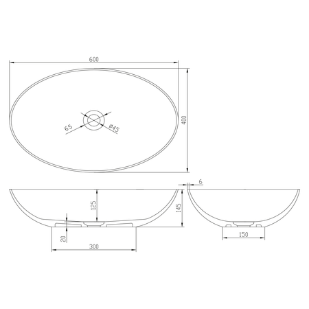 FORMIGO umywalka betonowa nablatowa, 60x40cm, żółty mat