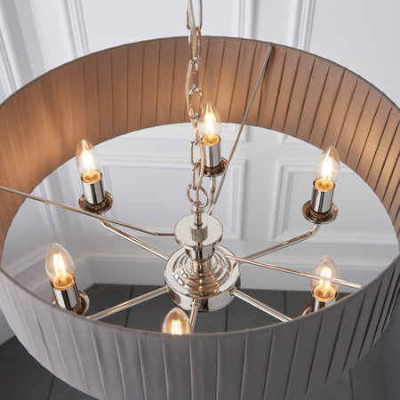 Highclere 6 Pendant Lght Nckel & Chrcoal 300-780mm