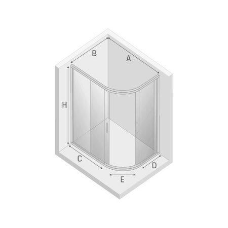 KABINA NEW MAXIMA ASYMETRYCZNA U 100x80x165 CZYSTE 6mm ACTIVE SHIELD