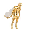 Lampa podłogowa WOMAN 180 cm –  złota figura kobiety z białymi kloszami