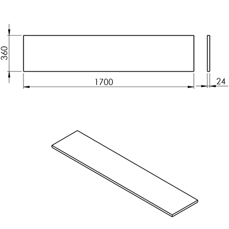 PLATO blat Rockstone 1700x24x360mm, biały mat