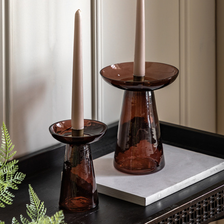 Denia Glass Candle Holder Smoke Set of 2