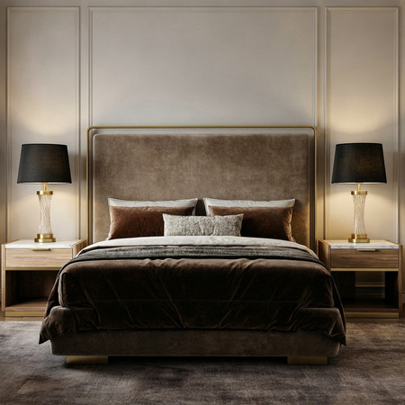LAMPA NOCNA GLAMOUR CZARNO-MOSIĘŻNA VILLANOVA