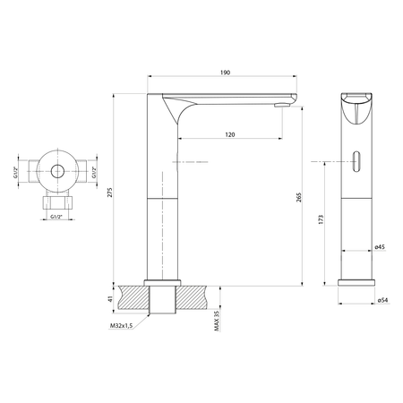 Bateria sensorowa wysoka 6V DC (4xAA), stal nierdzewna mat