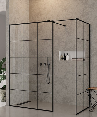 KABINA NEW MODUS BLACK WALK-IN U 150x100x200 KRATKA - CZYSTE 8mm ACTIVE SHIELD