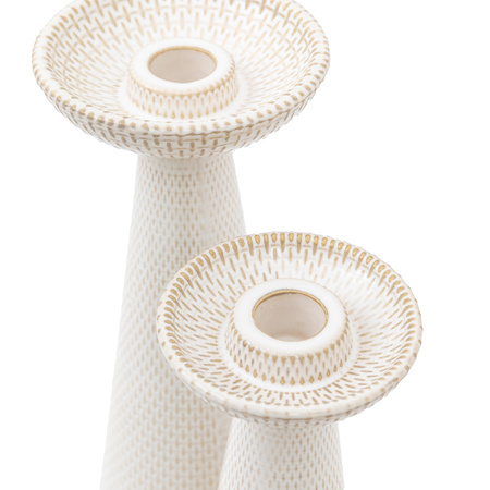 Porto Ceramic Candle Stick White Glaze (Set of 2)
