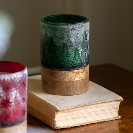 Forest Glass Candle Jar Green 85x85x130mm