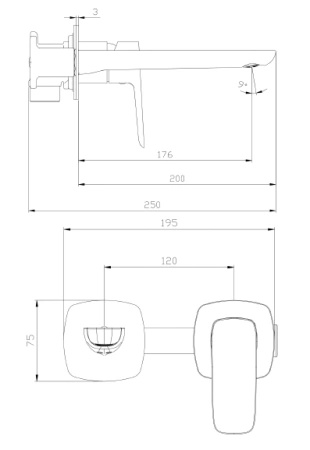 Bateria umywalkowa podtynkowa, chrom