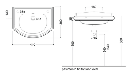 RETRO umywalka ceramiczna 41x30cm, otwór na baterię z lewej strony, bez przelewu, czarny mat