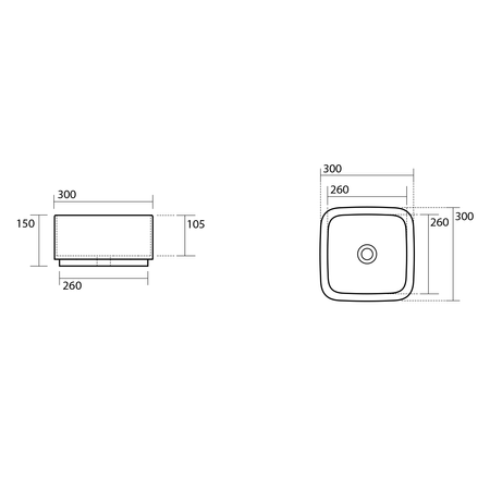 HAKO umywalka ceramiczna nablatowa, 30x30 cm, czarny mat