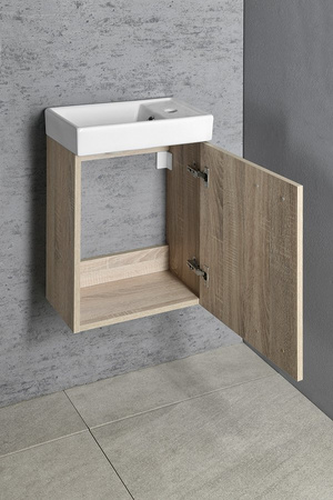 ZOJA szafka z umywalką ceramiczną 40x22 cm, dąb platin