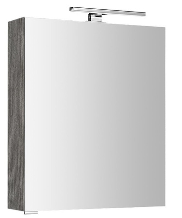 MIRRÓ szafka z lustrem, oświetlenie LED, 60x70x16cm, lewa/prawa, dąb srebrny