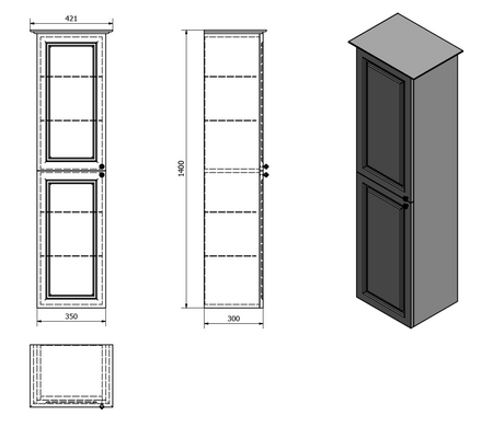 VIOLETA szafka wysoka 35x140x30cm, lewa, biała