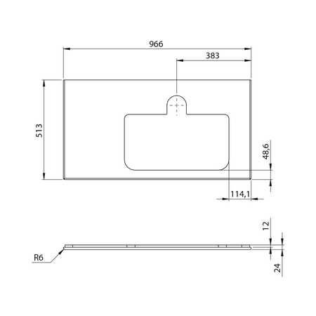 BRAHEA Rockstone blat z otworem 96,6x51,5cm, prawa, biały mat