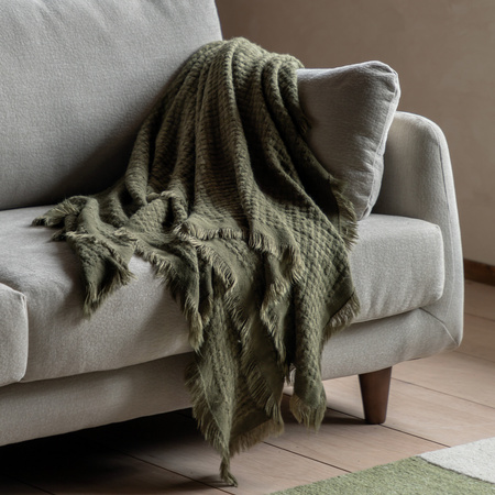 Soft Touch Waffle Throw Olive 1300x1700mm