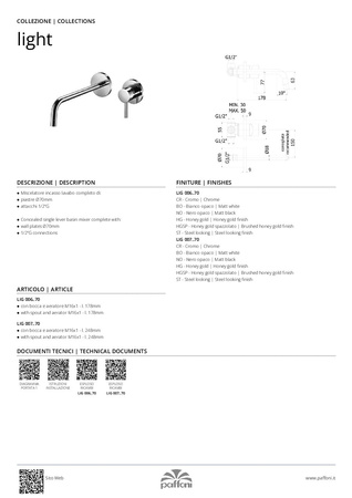 Bateria umywalkowa podtynkowa 175mm-Paffoni/kolekcja Light