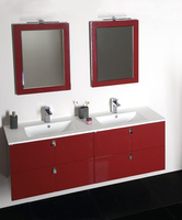 MITRA 120 zestaw łazienkowy, umywalka podwójna, bordo