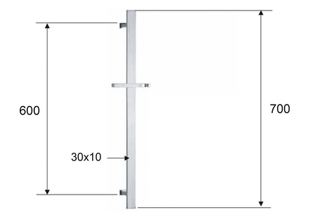 Drążek prysznicowy, przesuwny, kwadrat, 700mm, czarny mat