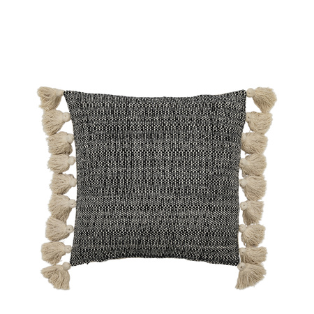 Woven Cushion with Tassels Black 450x450mm