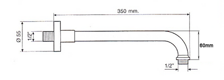 Ramię prysznicowe okrągły, 350mm, nikiel szczotkowany