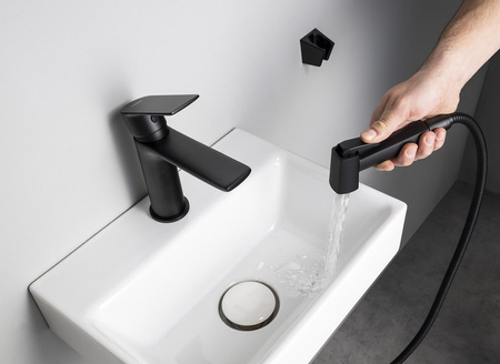 Bateria umywalkowa z prysznicem bidetowym, czarny