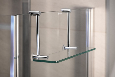 Półka szklana do powieszenia na kabinie prysznicowej 400x180x125mm, chrom