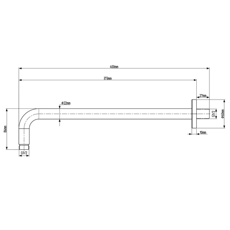 Ramię prysznicowe okrągły, 400mm, chrom