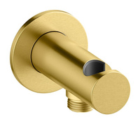 Przyłącze ścienne węża prysznicowego z uchwytem na słuchawkę prysznicową szczotkowany mosiądz pvd