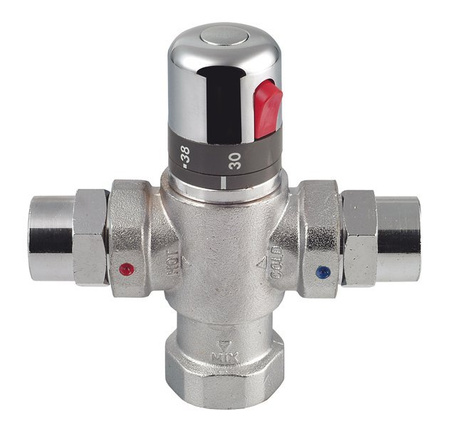 Termostatyczny regulator wody, 1", dla 4 do 8 punktów, chrom