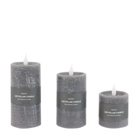 LED 1 Wick Candle Grey 3pk 70x70x150mm