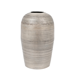 Zahara Hammered Metal Vase Antique Silver 380mm