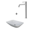 Zestaw VARIANT Umywalka nablat. prostokątna 55x36 cm BIAŁY POŁYSK + Bateria nablatowa wysoka ICONIC Chrom
