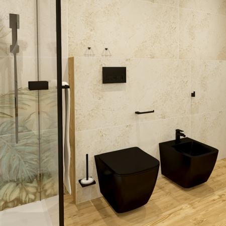 Zestaw DAVOS Miska z Deską WC Slim W/O podwiesz. 52 cm Czarny Mat