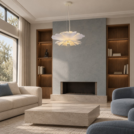 Lampa wisząca PEONY biała 50 cm - nowoczesna lampa sufitowa do salonu