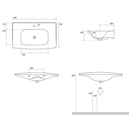 THE NEW YORKER umywalka 80x53cm, biały