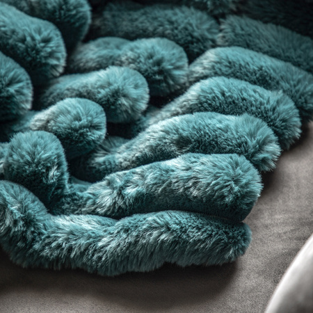 Ribbed Faux Fur Throw Teal 1300x1700mm