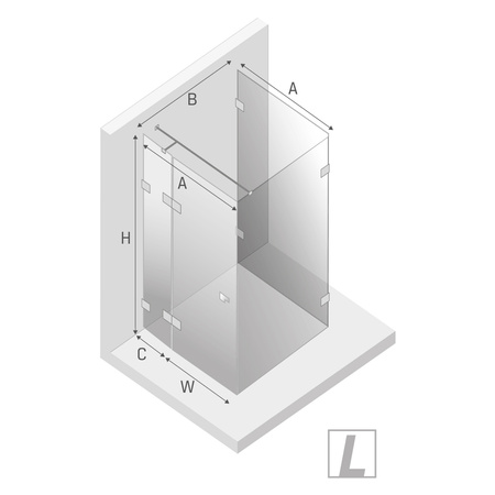 Kabina prysznicowa EVENTA BLACK CHROME 1D kwadratowa przyścienna L 90x90x200 szkło czyste 8mm Active Shield 2.0