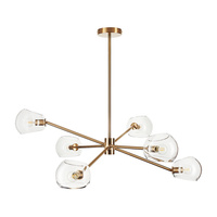 Lampa wisząca COSMIC-6 75 cm - złoty stelaż, transparentne klosze