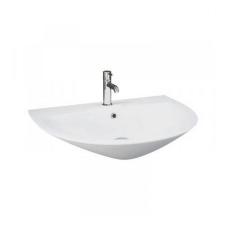 MORNING Umywalka półblatowa owalna 55x42 cm z otworem biały połysk