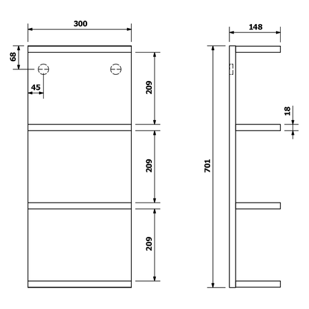 RIWA regał 30x70x15cm, sosna rustykalna