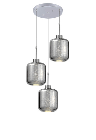 POTRÓJNA NOWOCZESNA LAMPA WISZĄCA ZWIS CHROMOWANA ALACOSMO W3-RD